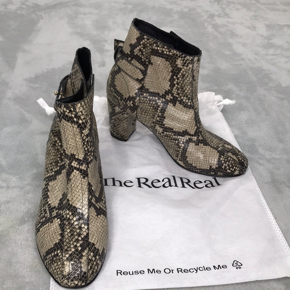 NewbarK Embossed Leather Animal Print Booties  Women's Size: 9